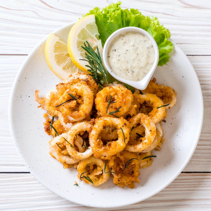 Greek Calamares with Tzatziki . Brad's Wine Pairing for JOY Sauvignon Blanc Blend 2019